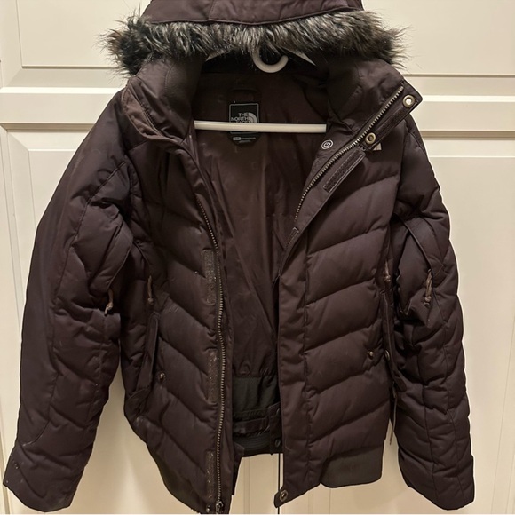 The North Face Dark Brown ski jacket Jacket with Faux Fur Hood - Picture 2 of 5